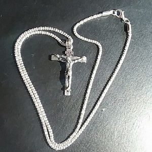 Mens Stainless Steel Crucifix Necklace